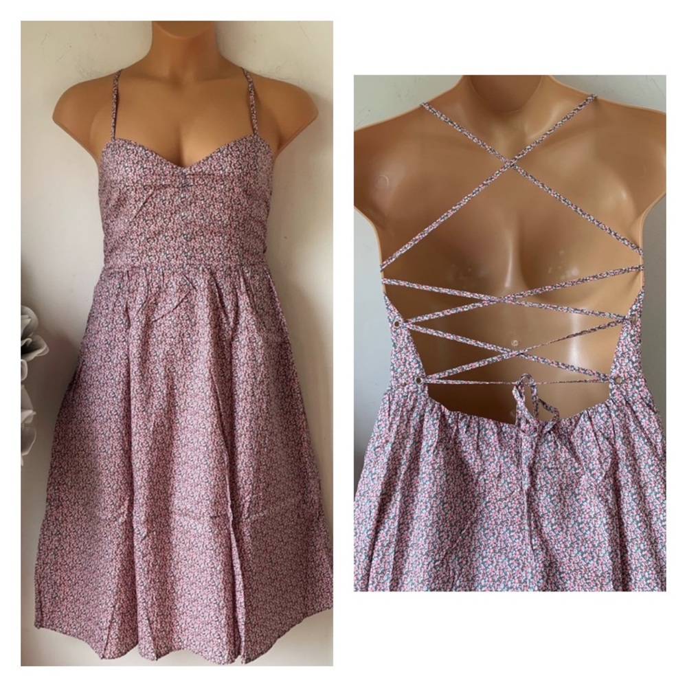 ANTHROPOLOGIE dRA CottageCore Monique Floral Sweetheart Strappy-Back Dress L